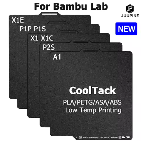 Cooltack Plate for Bambu Lab A1 P2S P1S P1P X1 X1C Build Plate PLA PETG ABS ASA Cool Bed 0.5mm thick