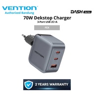 3-Port USB (C+C+a) GaN Charger (70W/70W/22.5W) EU-Plug Gray FEX