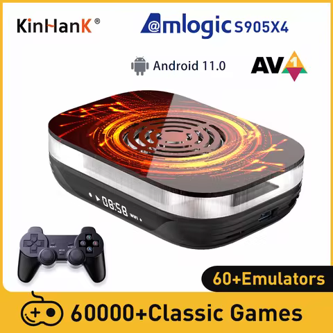 KINHANK Amlogic S905X4 Retro Video Game Console Super Console X4 Plus 60000 Game for 60+ Emulators M