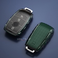 Carbon Fiber Style Transparente TPU Remote Car Key Case Cover Holder Shell For Mercedes Benz E S Cla
