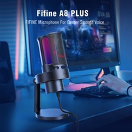 FIFINE Ampligame A8 PLUS USB MIC with Controllable RGB3 Capsules 4 Polar PatternsGain Dialsa Live Mi
