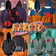 【CustomFashion】Naruto Zipper Hoodie Kakashi Sasuke Cosplay Jacket Akatsuki Zip Hoodies 3D Printed Anime Sweatshirt Men