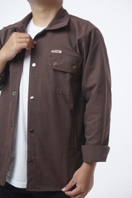 ZIGZAGGER Jaket Semi Parka Pria Jaket Kanvas Pria Kemeja Semi Parka Jaket Kemeja Cowok Kemeja Lengan