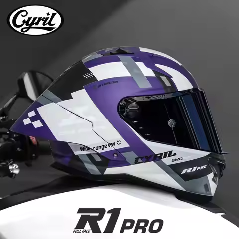 CYRIL R1 PRO Motorcycle Full Helmet Large Tail Retro Cruise Helmet Double Lens Capacete Masculino Ca
