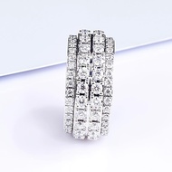 Ring Men 18K White Gold Diamond European American Gypsophila New Style