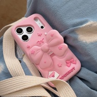 Soft silicone 3D bow iPhone case suitable for iPhone 17 Pro Max 15 Pro Max iPhone 16 Pro Max can be 
