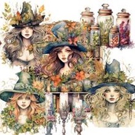 120pcs Stickers Magic Theme With Magic Herb, Plant, Florals, Jars Patterns, For Junk Journal Supplie