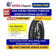 Ban Depan Aspira Premio Sportivo Tubeless 80/80-17 untuk Honda Supra X125 Revo Blade Sonic Yamaha Ve