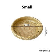 BEST4U Nature Round Bamboo Basket Tray | Handmade BambooVine Fruit Tray | Bamboo Serving Tray | Dula