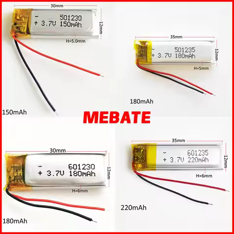 3.7V 150mAh ~220mAh Lipo Rechargeable Battery For GPS Bluetooth Recorder Headset Headphone E-book Ca