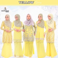 Tema Yellow Baju Kurung Dewasa Plus size Plain Lace Moden Muslimah Terkini Tunang Bridesmaid Kenduri Raya (Size 32-60)