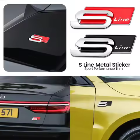 1pcs Car Badge Stickers Auto Body Trunk Fender Decoration Decal Accessories for Audi SLINE A3 A4 B8 
