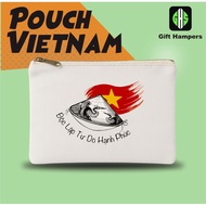 Vietnam Souvenir Pouch, Dalat Pouch, Zipper, White Drill Material, Many Image Choices