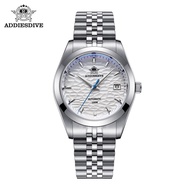 นาฬิกาข้อมือ Addiesdive Luxury Lake Blue Ripple Plate Mechanical Movement Watch 39MM Bubble Lens นาฬ