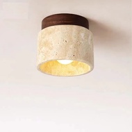 Japanese Yellow Hole Stone Ceiling Light - Retro Style for Hallway, Balcony, or Entryway