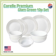 Corelle Premium Glam Green 10p Set/Corelle USA set/Plate Set/ Dinnerware Corelle set/Large Plates/ Corelle Kitchen /Corelle Dining Sets/Large bowl /Corelle bowl/Corelle set/flower dinnerware