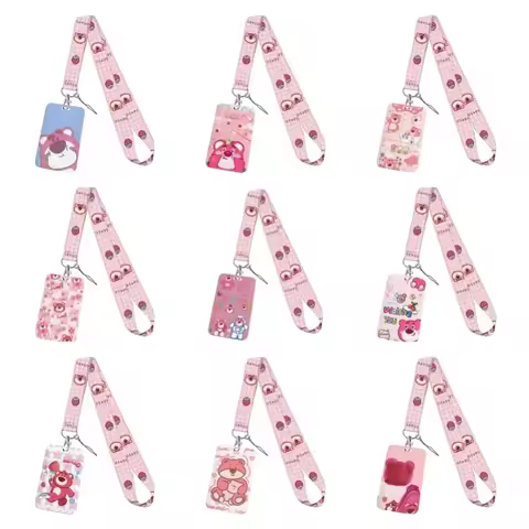 lotso Cute Kids Keychain Mobile phone lanyard Keychain Office ID Card Pass Lanyard buckle Badge Card
