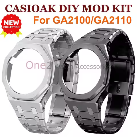 Mod Kit For Casioak GA2100 GA2110 Metal Bezel Frame & Stainless Steel Band for G-Shock GA2100 Upgrad