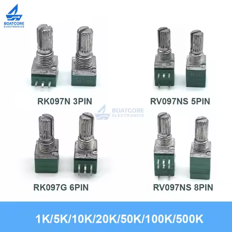 5PCS RK097N RV097NS RK097G Audio Potentiometer Single Dual Gang 3Pin 5Pin 6Pin 8Pin B5K B10K B20K B5