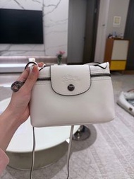 Longchamp Le Pliage White 牛皮 單肩斜孭袋 米白色