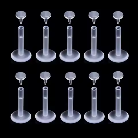 Bulk Acrylic Push In 16g 1.2mm & 14g 1.6mm Labret Ring Bar Bioflex Monroe Lip Stud Ear Tragus Clear
