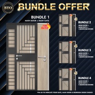 [Custom Bundle] Fire Rated Main Door + Mild Steel Main Gate (A-Series) + Laminate Bedroom Doors