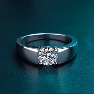 Petchara Jewelry แหวนเพชรโมอีสผู้ชาย 1 กะรัต เงินแท้ S925 น้ำ 100-98 D-VVS1 : F2002