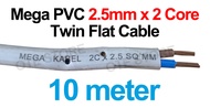 Mega Magnum PVC 2.5mm x  2 Core Twin Flat Cable Loose Qty (10meter / 15meter / 20meter / 25meter / 3