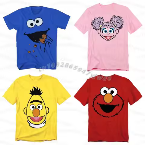 Sesame Street Toddler T-Shirts Elmo Oscar Big Bird Cookie Monster Cute Cartoon Character Top Party M