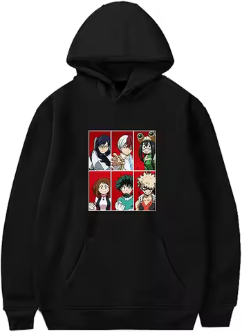 Anime Hoodie MHA Friends Printed Hooded Sweatshirt Pullover Deku Cosplay Jacket Coat for Women Men