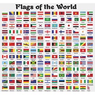 Flags of The World Decorative Educational Poster Print