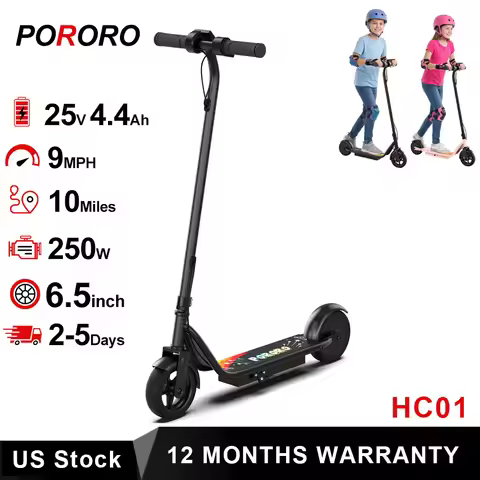 PORORO 6.5'' Electric Scooter for Kids - 9MPH Max Speed & 10Mile Range, 16lbs Limited Load, Dual Bra