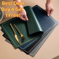 <Buy 4 Free 1> SG Seller European Nordic Style Leather Dining placemat Waterproof Oil Proof Table Ma