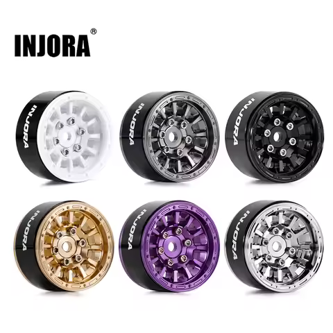 INJORA 1.0" Aluminum Beadlock Wheels 0mm Offset for 1/18 1/24 RC Crawler (W1056)