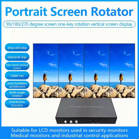 HDMI Video Image Screen Rotator 90Degrees 180/270 Degrees Rotation for HDMI 1 Input 4 Output One-key