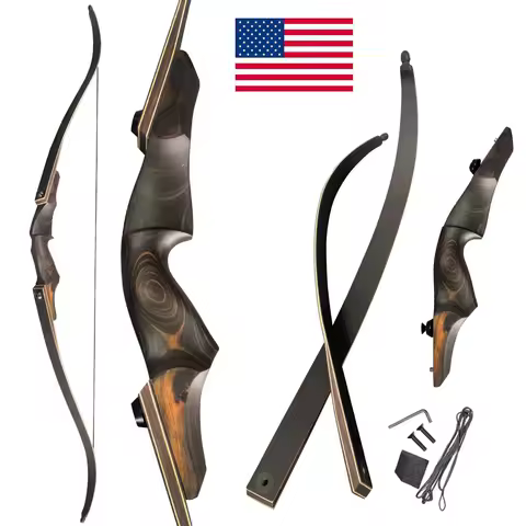 Takedown Recurve Bow 40-60lbs 60inch Bamboo Core Limbs 15" Wooded Riser Right Hand Archery Hunting S