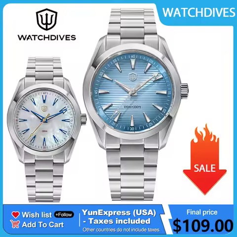 Watchdives WD0006 V2 Watch VH31 Sweep Second Quartz Movement Sapphire Luminous Stainless Steel Watch
