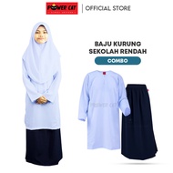 **POWER CAT Set BAJU KURUNG PASANG PUTIH NILA SEKOLAH RENDAH / Primary School Baju Kurung Set PowerC