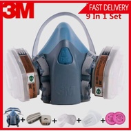 3M mask 7502 gas respirator half face 9in1 |  topeng debu | cat | meracun | hama asap