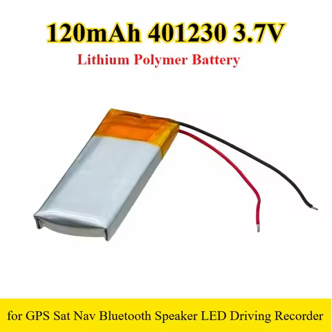 120mAh 401230 3.7V Lithium Polymer Replacement Battery for GPS Sat Nav Bluetooth Speaker LED Driving