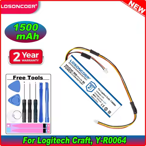LOSONCOER 1500mAh Keyboard Battery For Logitech Craft keyboard, Y-R0064 Battery 533-000142