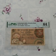 Uang Kuno Netherlands Indies 1946 Federal 5 Gulden UNC PMG 64