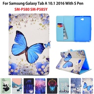 SM-P585Y Case For Samsung Galaxy tab A A6 10.1 2016 With S Pen P580 P585 SM-P580 Case Cute Cover Soft TPU PU Leather Protector Stand Casing