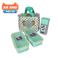 Lock&Lock LCK756EP 470ml *2 lunch box set with 300ml water bottle and thermo bag