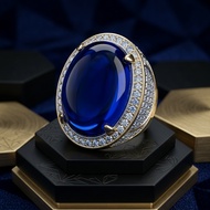 Cincin Pria Batu King Sapphire Oval Cabochon Medium Size
