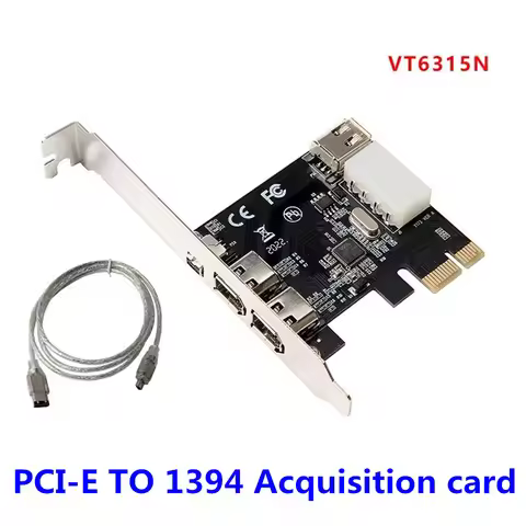 1 Set PCI-e 1X IEEE 1394A 4 Port(3+1) Firewire Card Adapter 1394 A PCIe With 6 Pin To 4 Pin IEEE 139