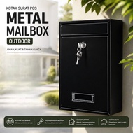 Outdoor Metal Letter Box with Black Lock 21.5x8.5x32cm Weatherproof