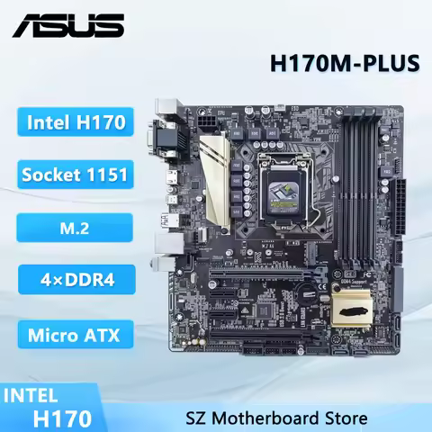 ASUS H170M-PLUS Motherboard LGA 1151Intel H170 DDR4 64GB Core i5-6400 cpu Core i3-7300 i7-6700K PCI-