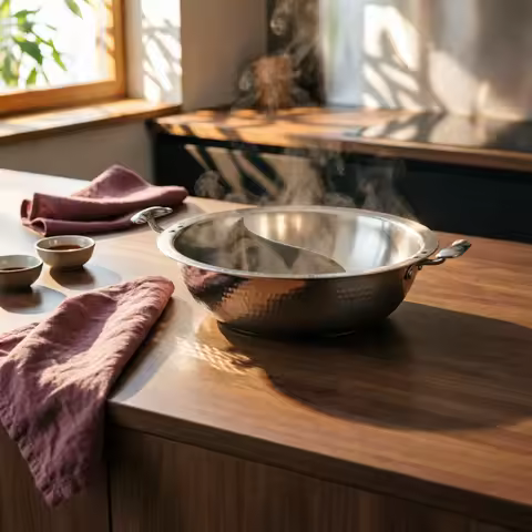 Dual Broth Hot Pot Stainless Steel Divided Pot Hammered Texture Cookware Triple-layer Base Induction