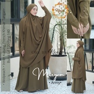 Gamis Syari Basic Maryam French Khimar Tangan Bahan Wolfis Premium Busana Muslimah | GOODSAJI HIJABS